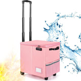 TOMKID Fireproof File Box with Wheels and Telescopic Handle, Foldable Utility Cart Folding Portable Rolling Crate, Fireproof Document Organizer