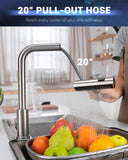 APPASO Touchless Kitchen Faucet with Pull Down Sprayer, Waterfall Motion Sensor Kitchen Sink Faucet Touchless, Brushed Nickel Stainless Steel Single Handle Hands-Free Sink Faucet