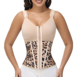 SHAPSHE Waist Trainer Corset for Women Tummy Control Sport Workout Body Shaper Vest for Postpartum Gym Zipper and Hooks Khaki XXL