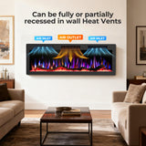 R.W.FLAME 50" Recessed and Wall Mounted Smart Electric Fireplace, Alexa/WiFi Enabled, APP Control with Multiple Sound Modes, Remote Control with Timer, Adjustable Flame Colors and Speed