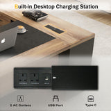 78.74 Inch L Shaped Office Desk with Drawers & Built-in Power Access, Large Executive Workstation with Storage Cabinet