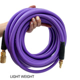 SYXQT Hybrid Air Hose(PVC) 1/4-Inch x 25FT,Air Compressor Hose 300 PSI Heavy Duty,Kink Resistant,All-Weather Flexibility with 1/4-Inch Industrial Air Fittings and Bend Restrictors,Purple