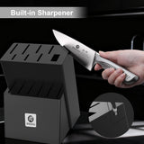 15-Piece Knife Set with Block, High Carbon Stainless Steel Kitchen Knives with Built-in Sharpener, Dishwasher Safe, Ergonomic Non-Slip Handle, Black