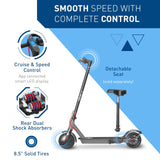 Hiboy S2 Electric Scooter - 8.5" Solid Tires - Up to 17 Miles Long-Range
