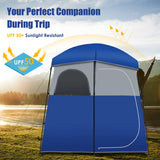 Tangkula Double-Room Shower Tent, Oversize Space Privacy Shelter for Camping with Floor, Portable Camping Changing Tent with Removable Rain Fly, Storage Bag for Dressing, Toilet
