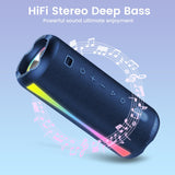 dotn Portable Bluetooth Speaker, 2026 Bluetooth Wireless Speaker 5.4 with RGB Lights, 30H Playtime with Deep Bass, IP7 Waterproof, TWS Pairing, Portable Speaker for Travel/Party/Home/Gifts, Blue