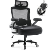 Big and Tall Office Chair 600lbs with 3D Flip Arms Adjustable Headrest - Heavy Duty Large Wheels Executive Computer Desk Chair