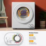 ROVSUN 110V Portable Clothes Dryer, High End Laundry Front Load Tumble Dryer Machine with Stainless Steel Tub & Simple Control Knob for Apartment, Dorm-850W, White