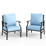 MIXPATIO, 2 Pack, Metal, Patio Chairs, 5.75" Cushions, High Back, Blue
