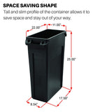 Rubbermaid Commercial Products Slim Jim Can, Black, 16-Gal, Pack of 4