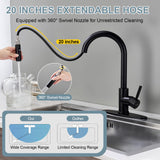 TOYWIA Kitchen Faucets with Pull Down Sprayer, Matte Black Single Handle High Arc Stainless Steel Sink Faucet with Deck Plate, 1 or 3 Hole Deck Mount for RV, Bar, Farmhouse, Laundry, Outdoor