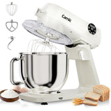 8.45 QT All Metal Stand Mixer,10 Speed Large Capacity Kitchen Mixer with Digital Timer & Tilt-Head, Electric Mixer with Whisk Dough Hook Mixing Beater (White)