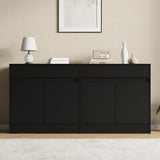 Housoul Buffet Cabinet [Set of 2] with 2 Doors and Drawer, Black