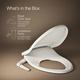 Kohler PureWash M250 Manual Elongated Bidet Toilet Seat, Biscuit, Quiet-Close Lid Prevents Slamming, Cool Water, Easy Installation with Quick-Release Hinges, Adjustable Spray Position & Pressure