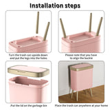 Procade 2Pack 4 Gallon Gold Bathroom Trash Can,White and Pink Garbage Cans