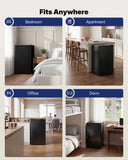 Upstreman 3.2 Cu.Ft Mini Fridge with Freezer, Quiet Efficient Small Fridge, Compact Refrigerator with Adjustable Thermostat, for Dorm, Bedroom, Office, Black-BR321