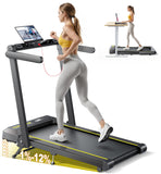 TOPUTURE Walking Pad Treadmill with 12% Incline and Handle Bar, 4 in 1 Folding Treadmill for Home/Office, Under Desk Treadmills Portable Walking Pad with App & Bluetooth Speaker, 0.6-10MPH