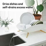 carrotez Dish Drying Rack, Dish Rack, Dish Drainer with Swivel Spout for Kitchen Counter, Auto Water Drainage, Durable, Rustproof, White