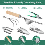 Gardening Tool Set, Heavy Duty Garden Tool Set with Fashion Garden Bag, Durable Stainless Steel Gardening Hand Tools