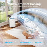 TECXERLLON 16000 BTU Portable Air Conditioner with App Control, Cools Rooms up to 850 Sq. Ft., 4-in-1 Smart Portable AC Unit with Dehumidifier, Fan & Sleep Mode for Bedroom Office Apartment