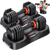 XDDIAS Adjustable Dumbbell Set of 2, 25/55/80LB Dumbbell Set-Fast Adjust Weights Set, 5/10/16 in 1 Free Weights Dumbbells Set with Anti-Slip Metal Handle, Compact Size (25LBS-Pair-10 Gears)