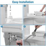 Bidet Toilet Seat for Elongated Toilet, PP Non-Electric Cold Water Bidet Attachment with Self-Cleaning Spray Nozzle, Hygienic Toilet Seat Cover for Women, Easy to Install, White, 19 Inch