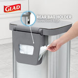 Stainless Steel Step Trash Can, Series 2 with Clorox Protection - Large Metal Kitchen Garbage Bin