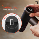 Sharper Image® Powerboost® Pro+ Hot & Cold Compact Deep Tissue Massage Gun - 6 Speed, 4 Attachments, Travel Case| Soothing Heat & Cold Therapy| Portable Lightweight Full Body Shoulder & Back Massager