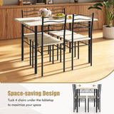 Casart 5 PCS Dining Table Set Counter Height Table and Chairs Set W/Steel Structure Dining Desk, 4 High Backrest Chairs & Anti-Slip Pads Dining Furniture Set for Kitchen and Restaurant(Beech Wood) Casart