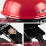 Electric Grill, Techwood Indoor/Outdoor Electric BBQ Grill, 1600W Portable Removable Stand Grill with Adjustable Heat & Drip Tray (Red)
