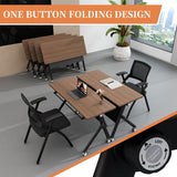 Conference Table, Folding Conference Room Tables with Flip-Top Design, Modern Mobile Training Tables with Wheels