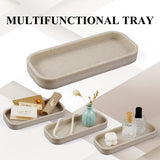LIN CHUAN 6-Piece Bathroom Accessories Set, Bathroom Accessory Set with Soap Dispenser, Toothbrush Holder Set, Vanity Tray, Tumbler & 2 Cotton Swab Jars, Modern Stylish Bathroom Organizer(Beige)