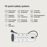 Belkin USB Power Strip Surge Protector - 12 AC Multiple Outlets & 2 USB Ports - 6 ft Long Flat Plug Extension Cord for Home, Office, Travel, Computer Desktop & Charging Brick - White (3,996 Joules)...