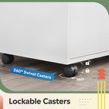 5-Drawer Chest, Wood Storage file Cabinet with Wheels, White DEVAISE