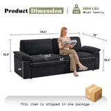 FORTEVA 78in Loveseat Sofa, Cloud Couch for Living Room, Black