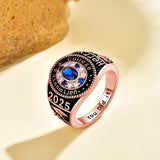 Oseew 2027 Men Custom Gold Graduation Class School Ring High (Rose Gold)