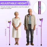Uoieeong Forearm Crutches for Adults, 10-Level Adjustable & Foldable - Lightweight Aluminum Crutches with Anti-Fall Cuff, 300LBS Capacity for Elderly & Injury Recovery (2PCS)