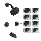SUBEIXI 2 Handle Shower Faucet Set with Tub Spout Matte Black Two Handles Shower Faucet Set Bathtub Shower Faucet Combo, Wall Mount