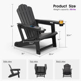 PURPLE LEAF Adirondack Chair Set of 4 HDPE Patio Chair for Fire Pit, Black