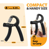 NIYIKOW 2 Pack Grip Strength Trainer, Hand Grip Strengthener, Adjustable Resistance 22-132Lbs (10-60kg), Forearm Strengthener, Perfect for Musicians Athletes - Carbon Black NIYIKOW