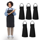 RAJRANG Black Apron Chef for Men and Women with Pockets Cotton Kitchen Cooking Full Aprons 35x27 Inches Pack of 5