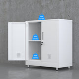 JINGUR Metal Storage Cabinet with Locking Doors and Adjustable Shelf, Small Lockable Sideboard Buffet Cabinet for Home Office Hallway Entryway Living Dining Room (White) JINGUR