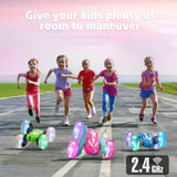Amicool Remote Control Car for Girls 6-12 with Flashing Light, Toys 6 7 8 9 Years Old Girl Birthday Gifts Idea, RC Cars Stunt 4WD 2.4Ghz Double Sided 360° Flip, Present for Kids, Christmas, Pink