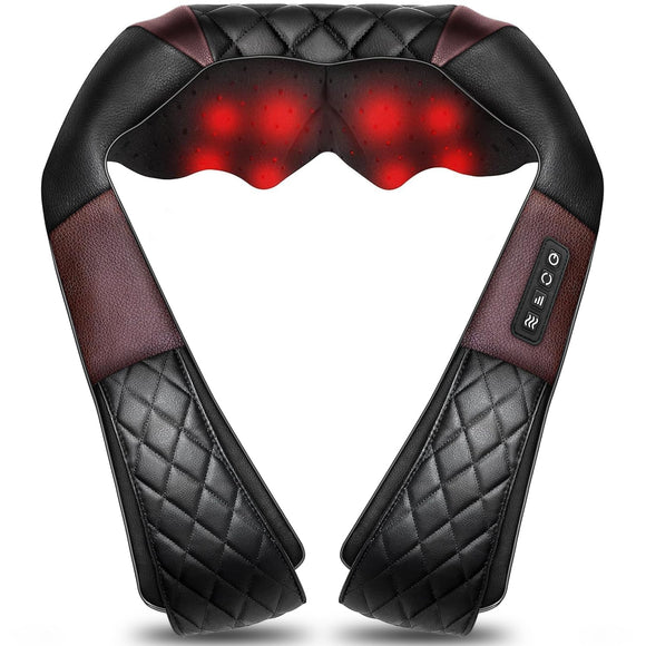 Neck Massager Back Neck and Shoulder Massager with Heat - Deep Tissue 4D Kneading Massage Pillow WOQQW