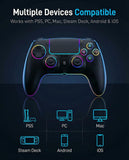 HIKICESOM Wireless Hall Effect Controller for PS5/PS5 Pro/PC/Mac, Anti-Stick-Drift Gamepad with Back Paddles, 6-Axis Motion Sensor, Turbo & Macro, Dual Vibration, Built-in Speaker, 3.5mm Audio Jack, Mute Key, LED Lighting (7Colors, 4 Effects) - Night Blac