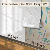Qorqeous Carrara White Marble Peel and Stick Wallpaper, Glossy Texture Vinyl Wall Panels, Waterproof Renter Friendly, 23.6" x 394", TV Accent Wall, Bathroom, Foyer, Coffee Shop Decor