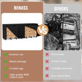 Benass Outdoor Firewood Rack with Cover 8FT,Heavy Duty Fire Log Stacker Stand for Wood Storage with 600D Oxford Waterproof Cover,Indoor/Outdoor Firewood Holder for Fireplace, Patio,Black