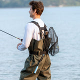 Calamus Triangle Fishing Net, Foldable, Lightweight & Strong Landing Net with Non-Slip Elastomer Handle, Built-in Elastic Lanyard and Belt Clip, Fishing Gear - Gift for Men