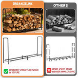 organizelink 8ft Firewood Rack Outdoor with Cover, Heavy Duty Square Metal Wood Storage Log Holder Stacker, Indoor/Outdoor Use