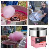 110V Commercial Cotton Candy Machine Electric Cotton Candy Floss Maker with Sugar Scoop Perfect for Home, Kids Birthday, Carnival, Family Party, Pink